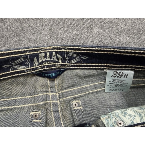 Ariat Jeans Womens 29R x 32 Turquoise Bootcut Mid Rise Stretch Denim Western - Picture 7 of 10
